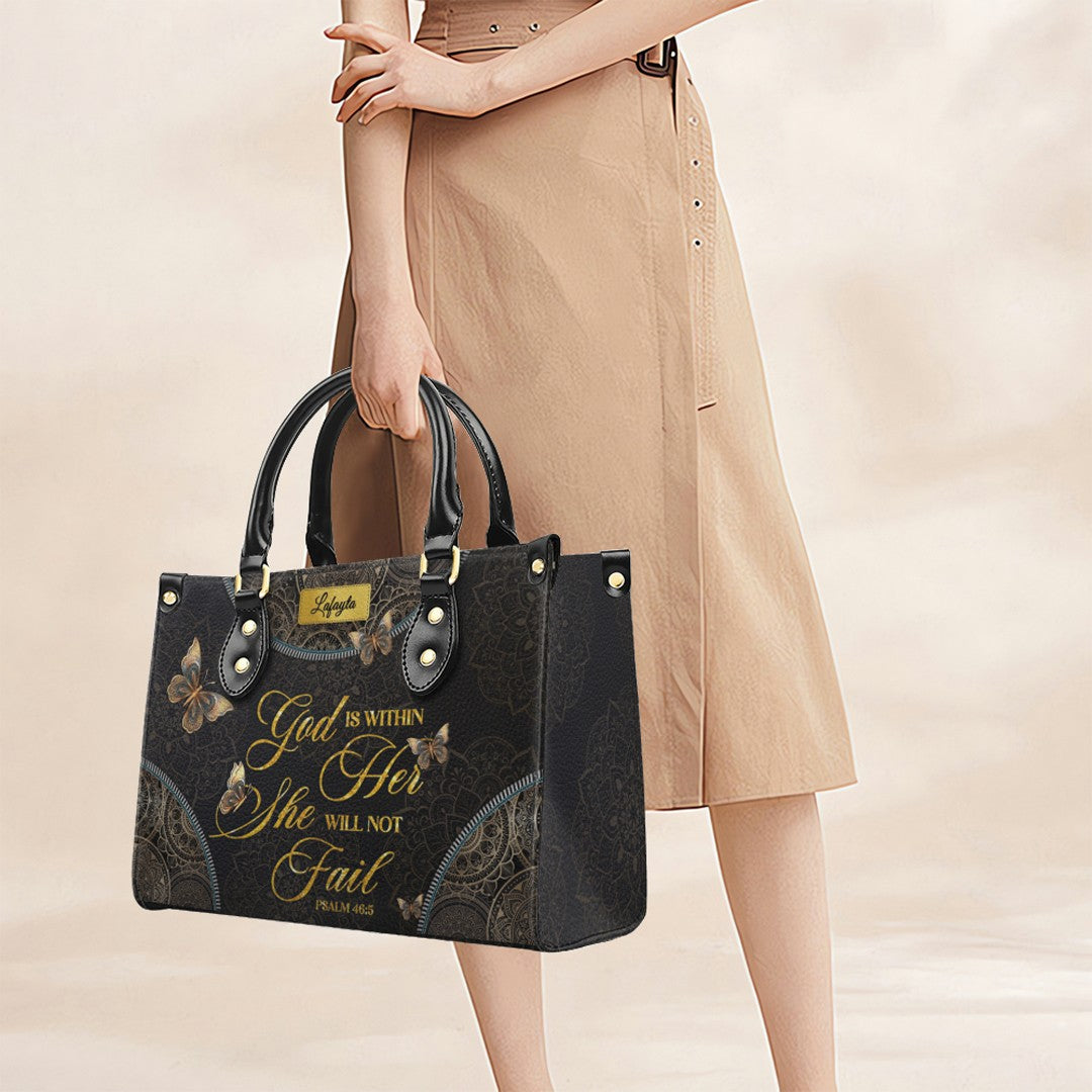 Personalized Butterfly Mandala Leather Handbag