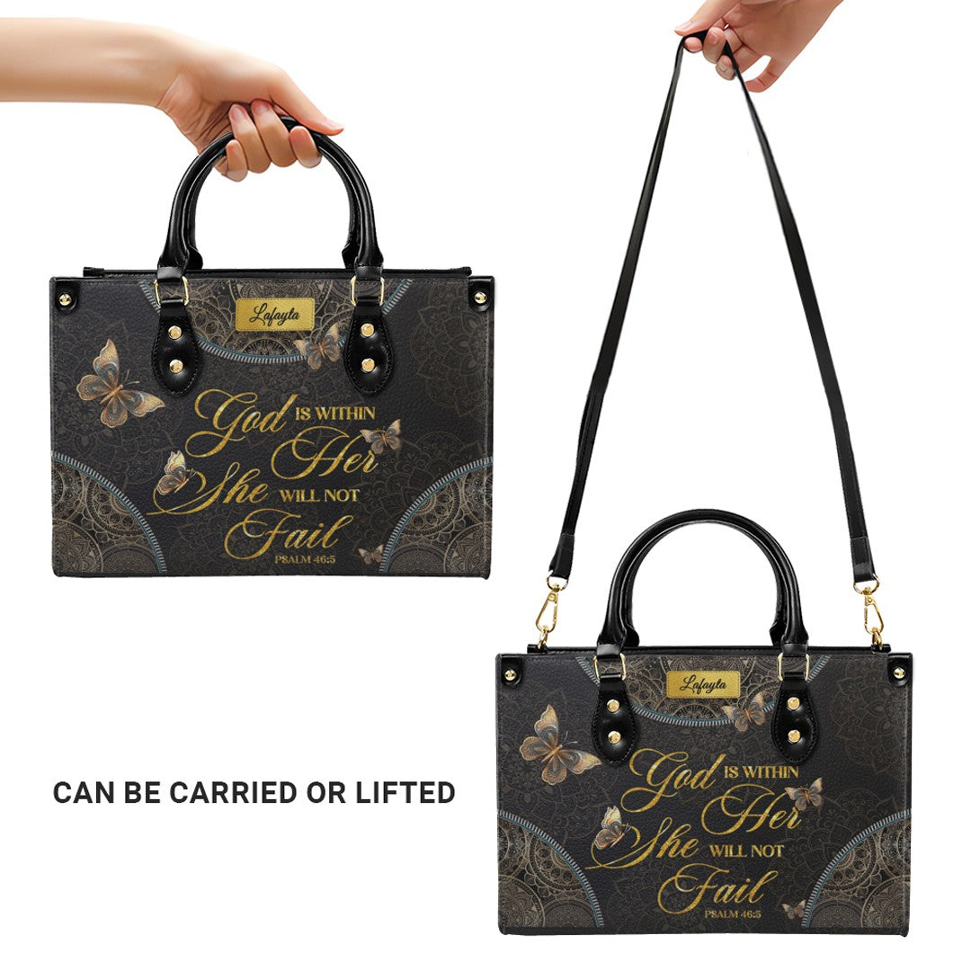 Personalized Butterfly Mandala Leather Handbag