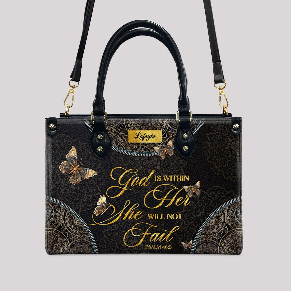 Personalized Butterfly Mandala Leather Handbag