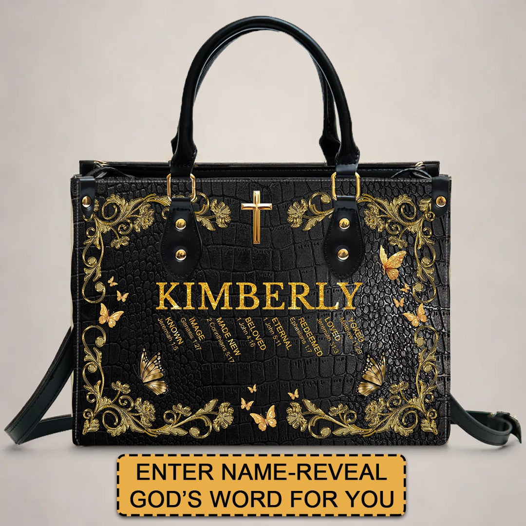 Custom Bible Verse & Name Leather Tote Bag