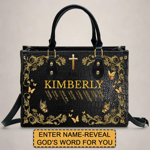 Custom Bible Verse & Name Leather Tote Bag