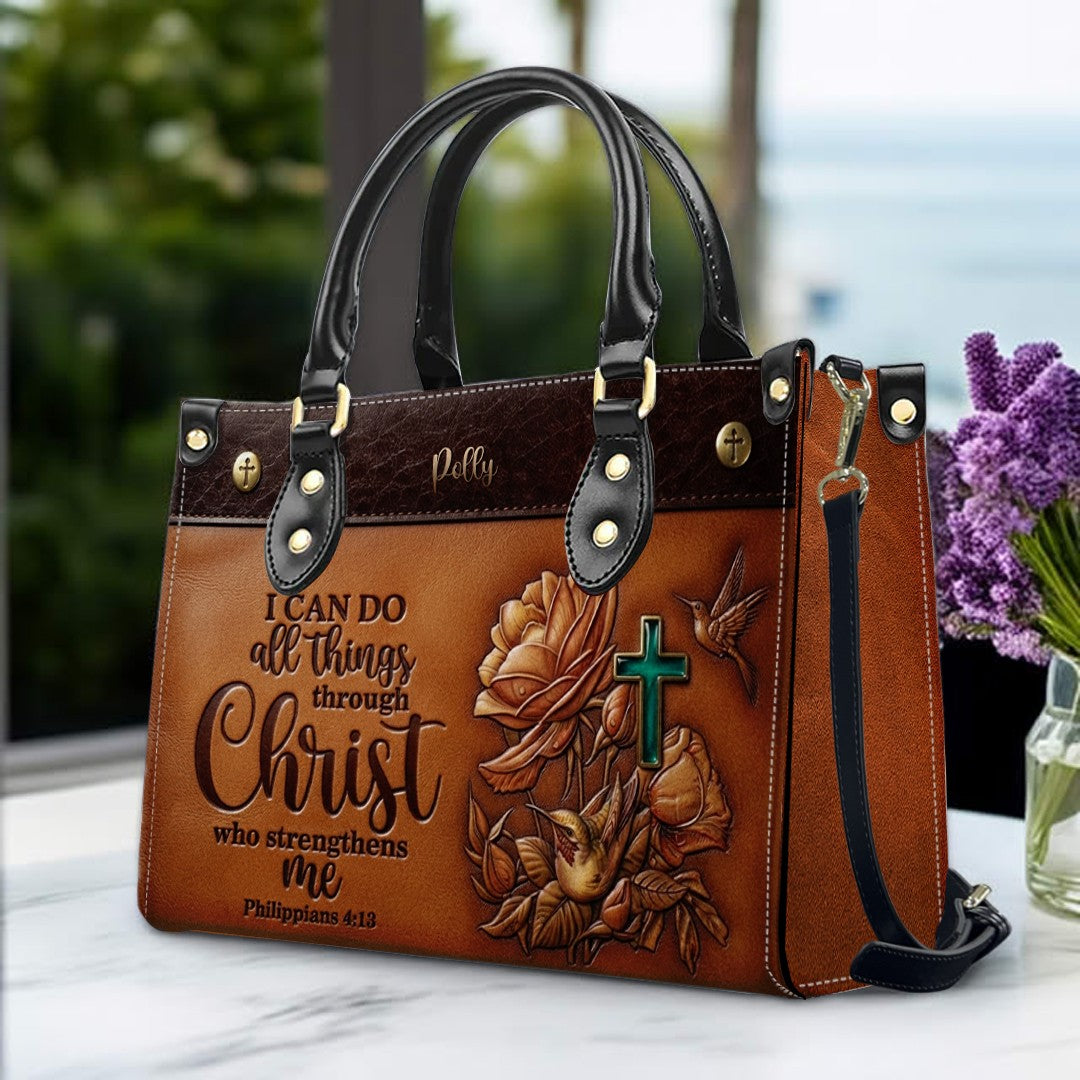 Personalized Christian Leather Handbag Set