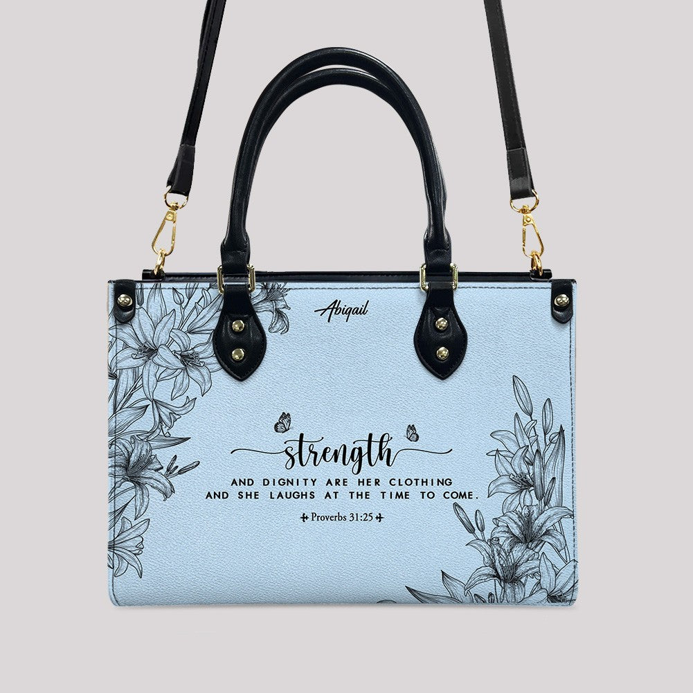 Personalized Blue Leather Handbag & Wallet Set