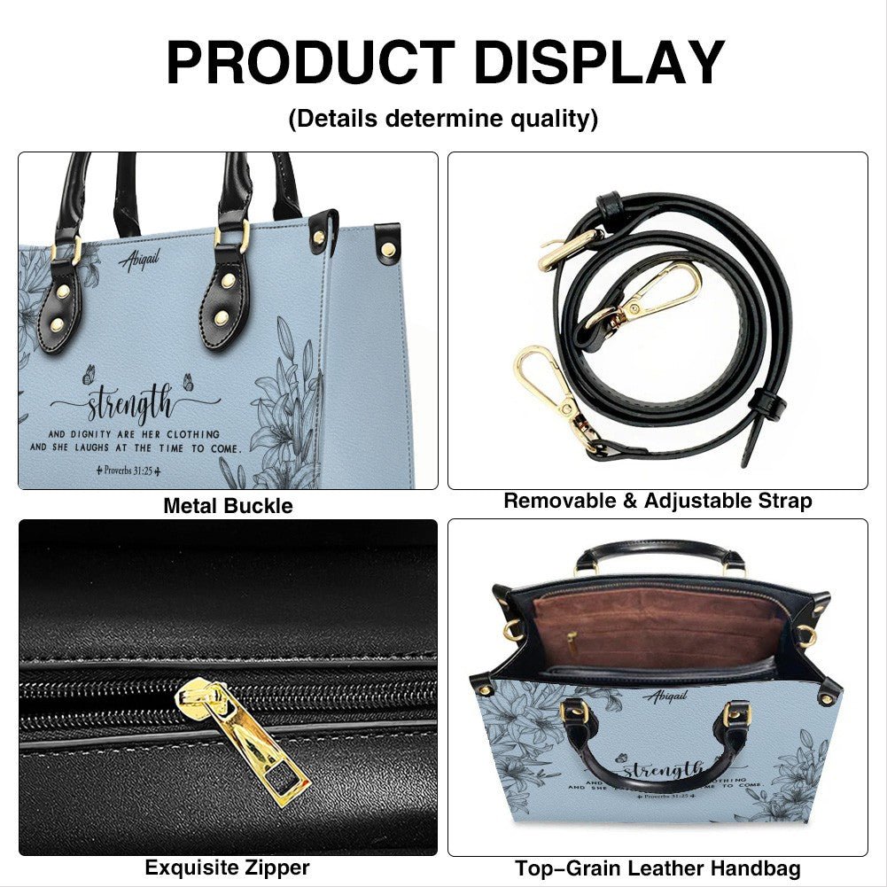 Personalized Blue Leather Handbag & Wallet Set