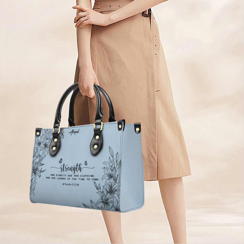 Personalized Blue Leather Handbag & Wallet Set