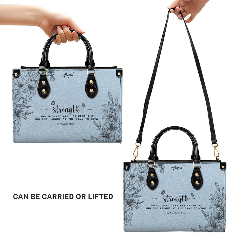 Personalized Blue Leather Handbag & Wallet Set
