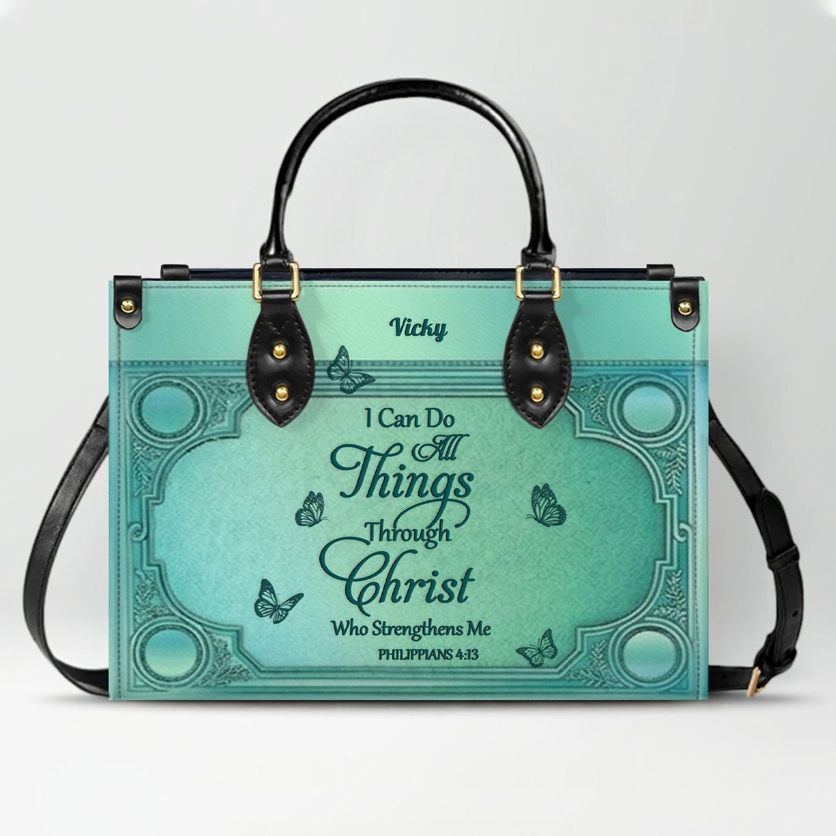 "I Can Do All Things" Personalized Leather Bag Set