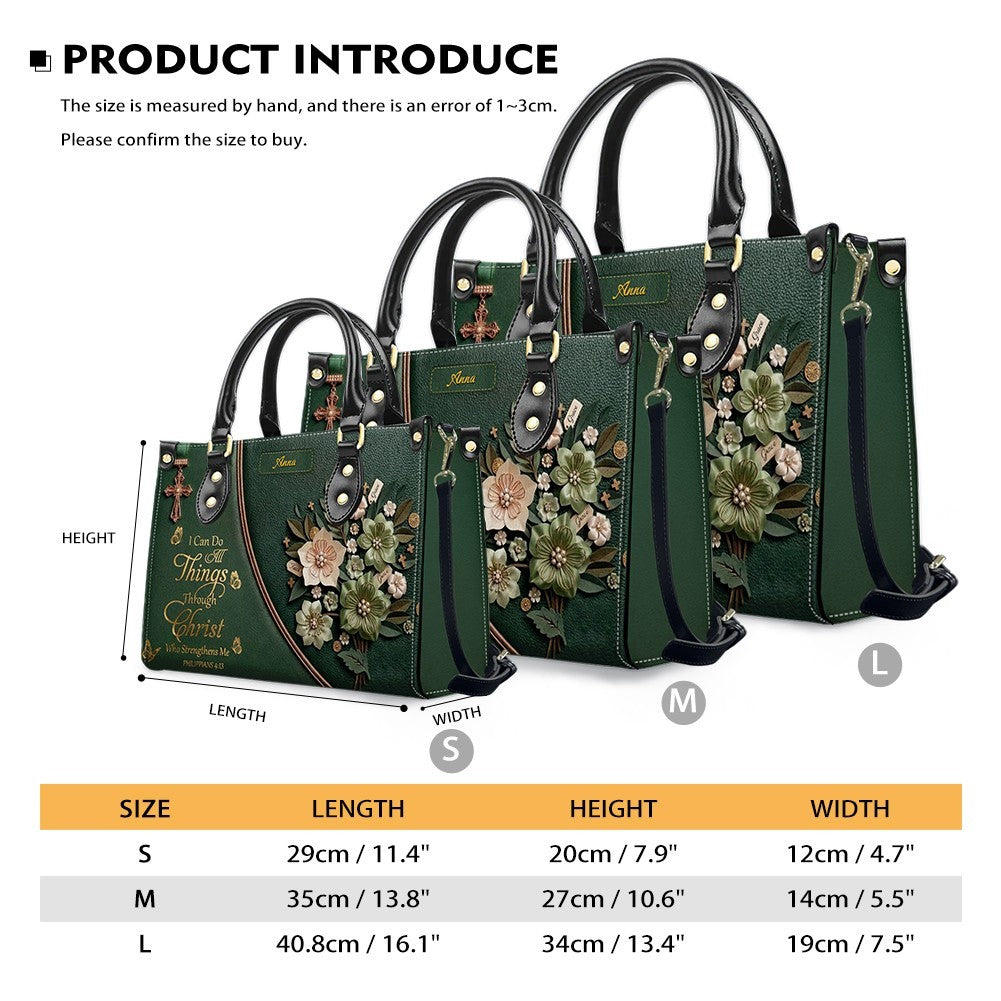 Custom Name Floral Christian Leather Handbag