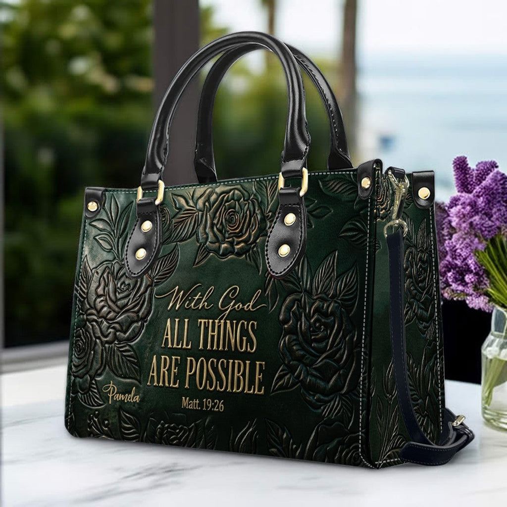 Personalized Bible Verse Leather Handbag