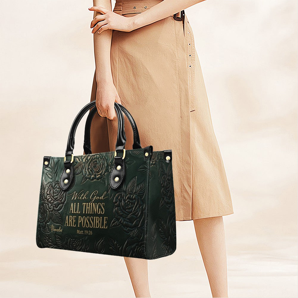Personalized Bible Verse Leather Handbag