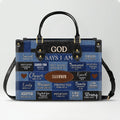 God Says I Am Strong Personalized Leather Tote Bag