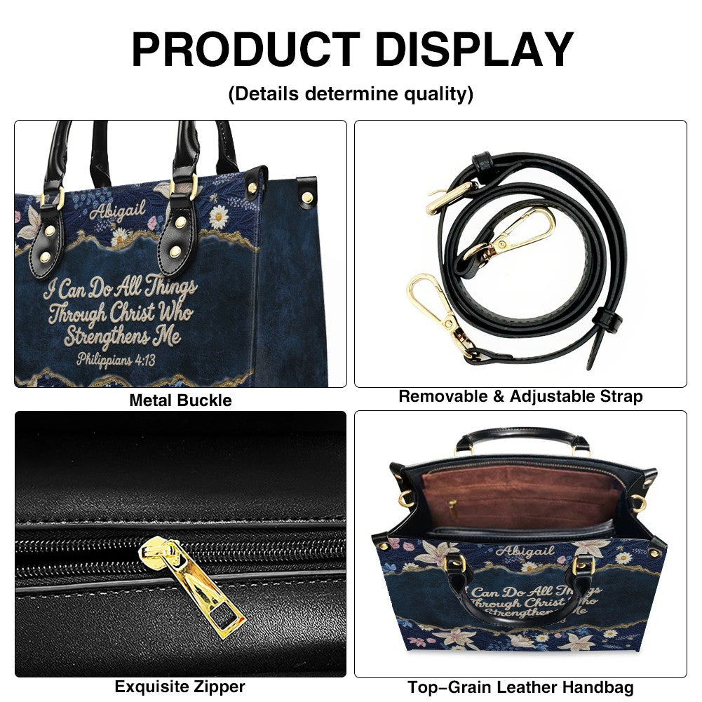 Personalized Floral Christian Leather Tote Bag