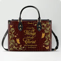 Personalized Burgundy Christian Leather Handbag