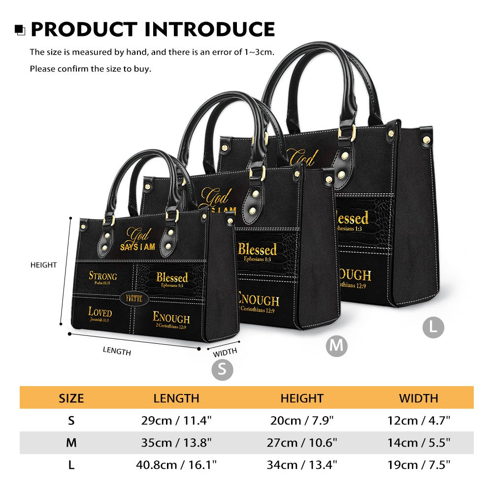Personalized "God Says I Am" Leather Handbag
