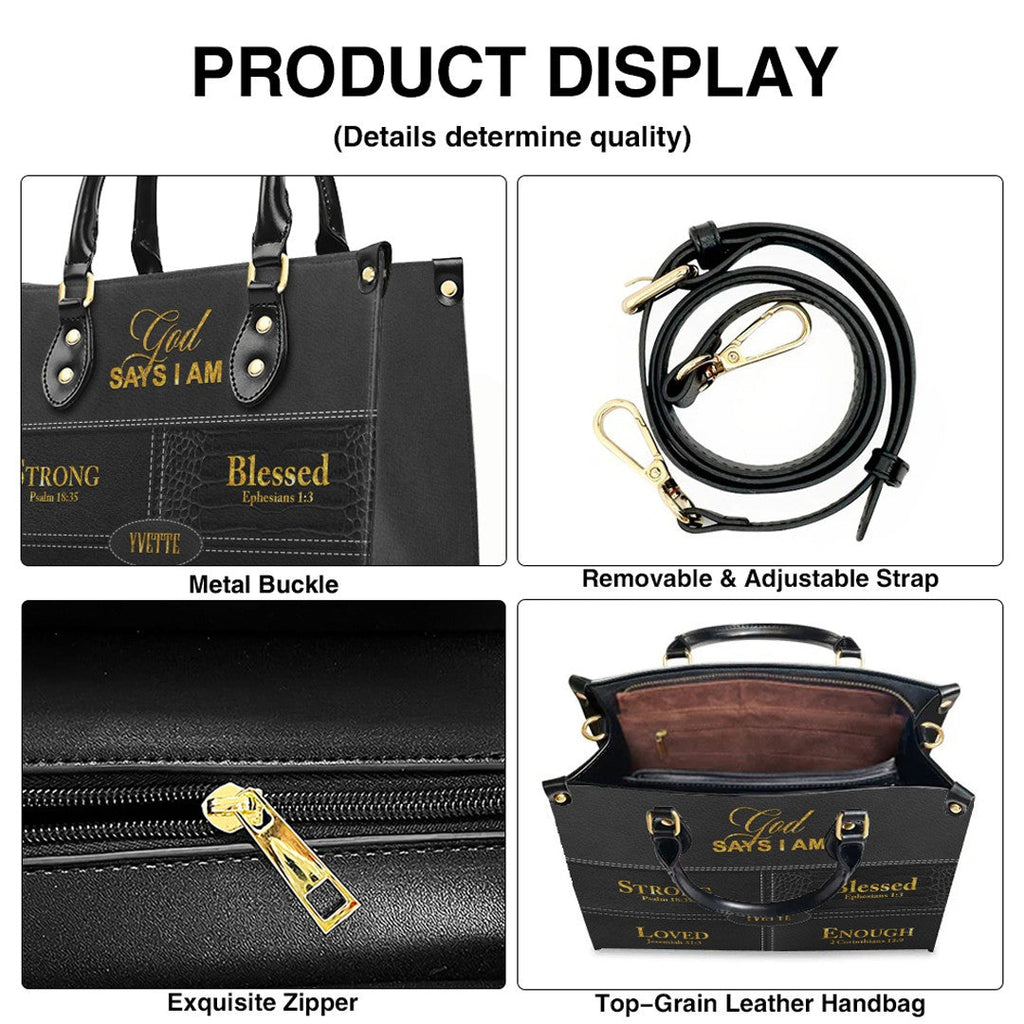 Personalized "God Says I Am" Leather Handbag