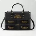 Personalized "God Says I Am" Leather Handbag