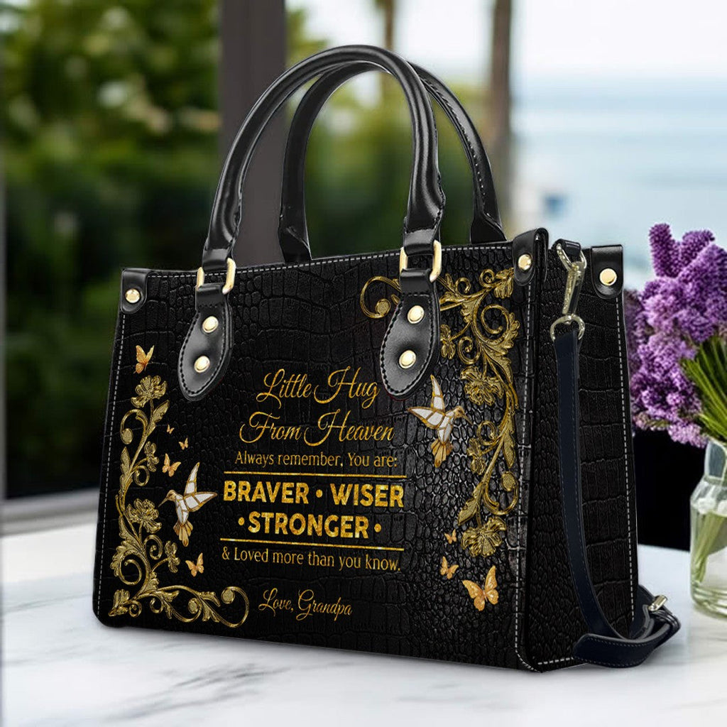 Personalized Little Hug From Heaven Leather Handbag