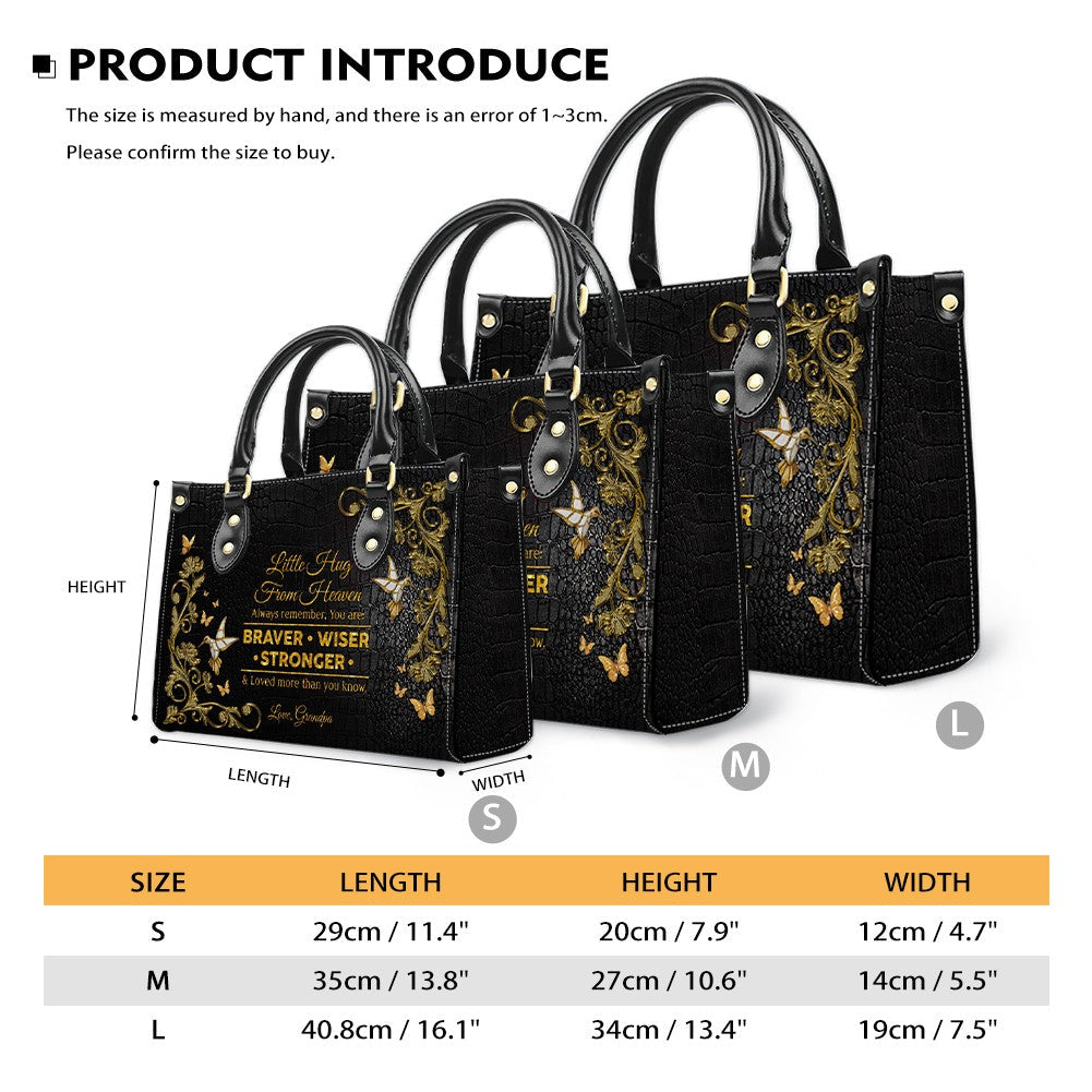 Personalized Little Hug From Heaven Leather Handbag