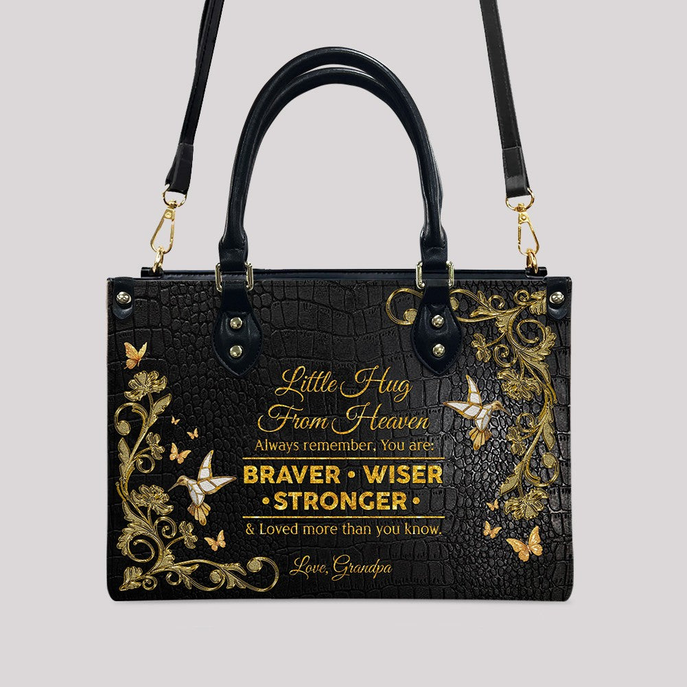 Personalized Little Hug From Heaven Leather Handbag