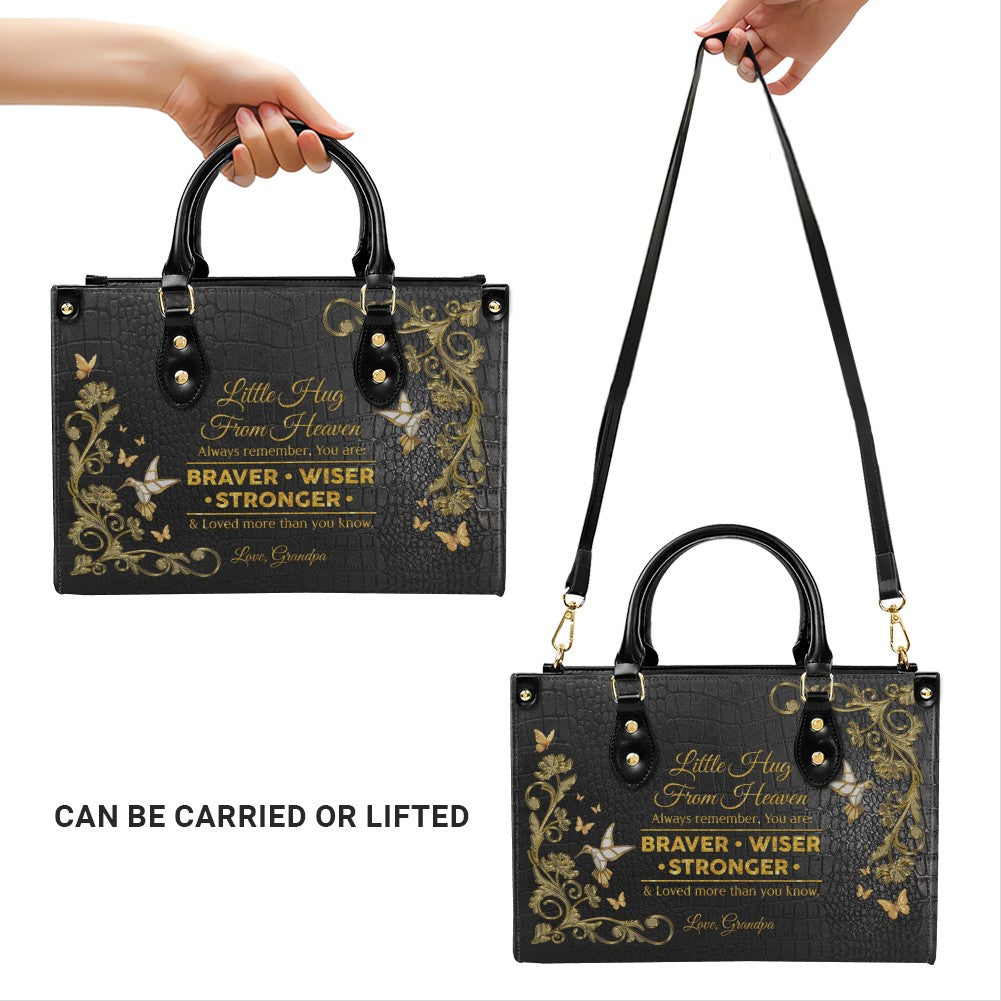 Personalized Little Hug From Heaven Leather Handbag