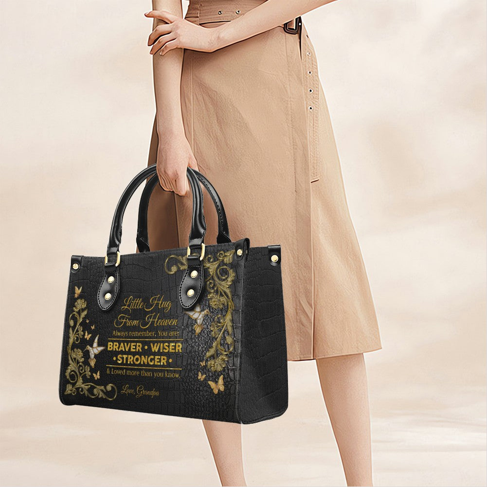 Personalized Little Hug From Heaven Leather Handbag