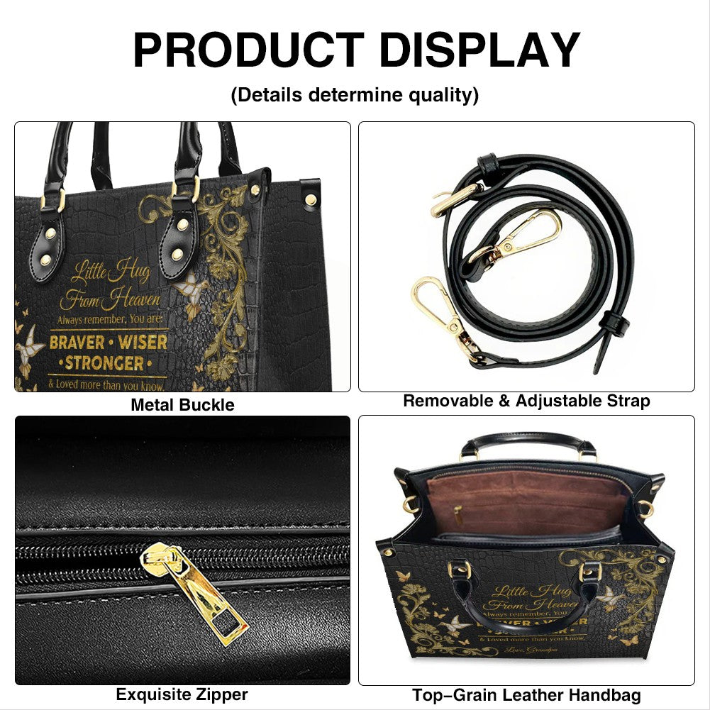 Personalized Little Hug From Heaven Leather Handbag