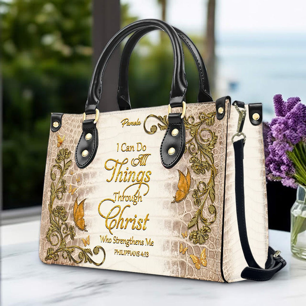 Custom Forest Green Christian Leather Handbag
