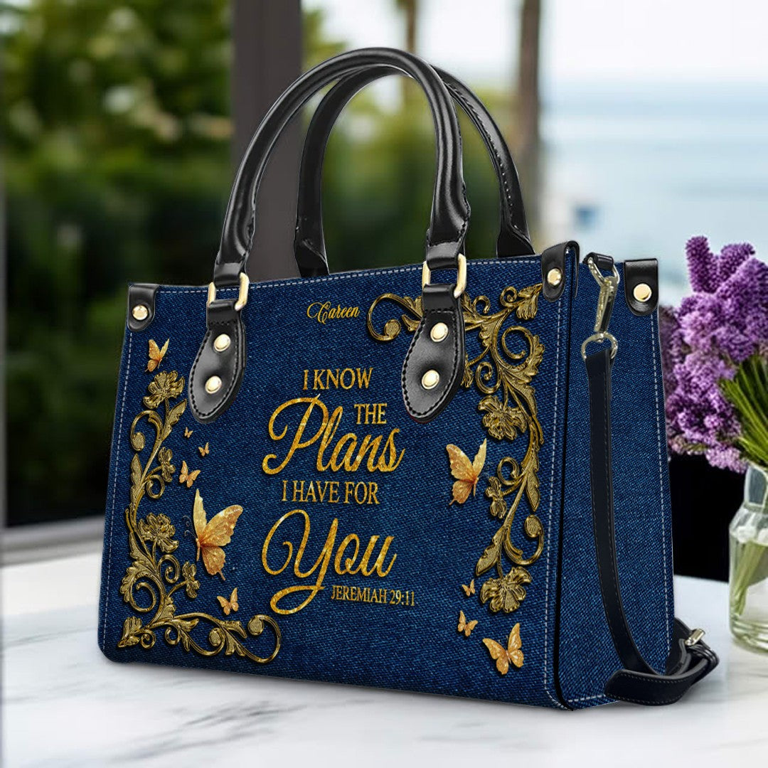 Personalized Bible Verse Leather Handbag