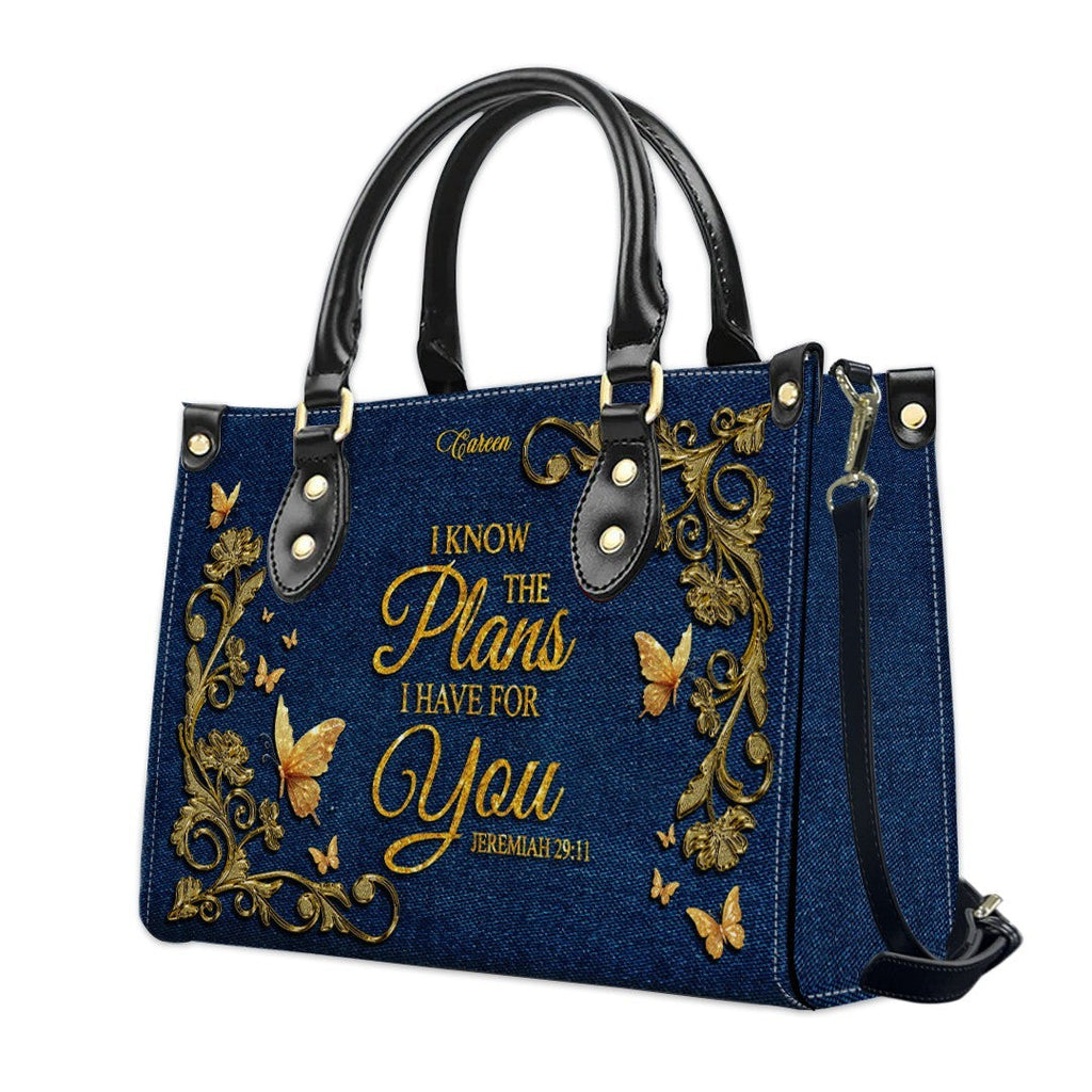 Personalized Bible Verse Leather Handbag