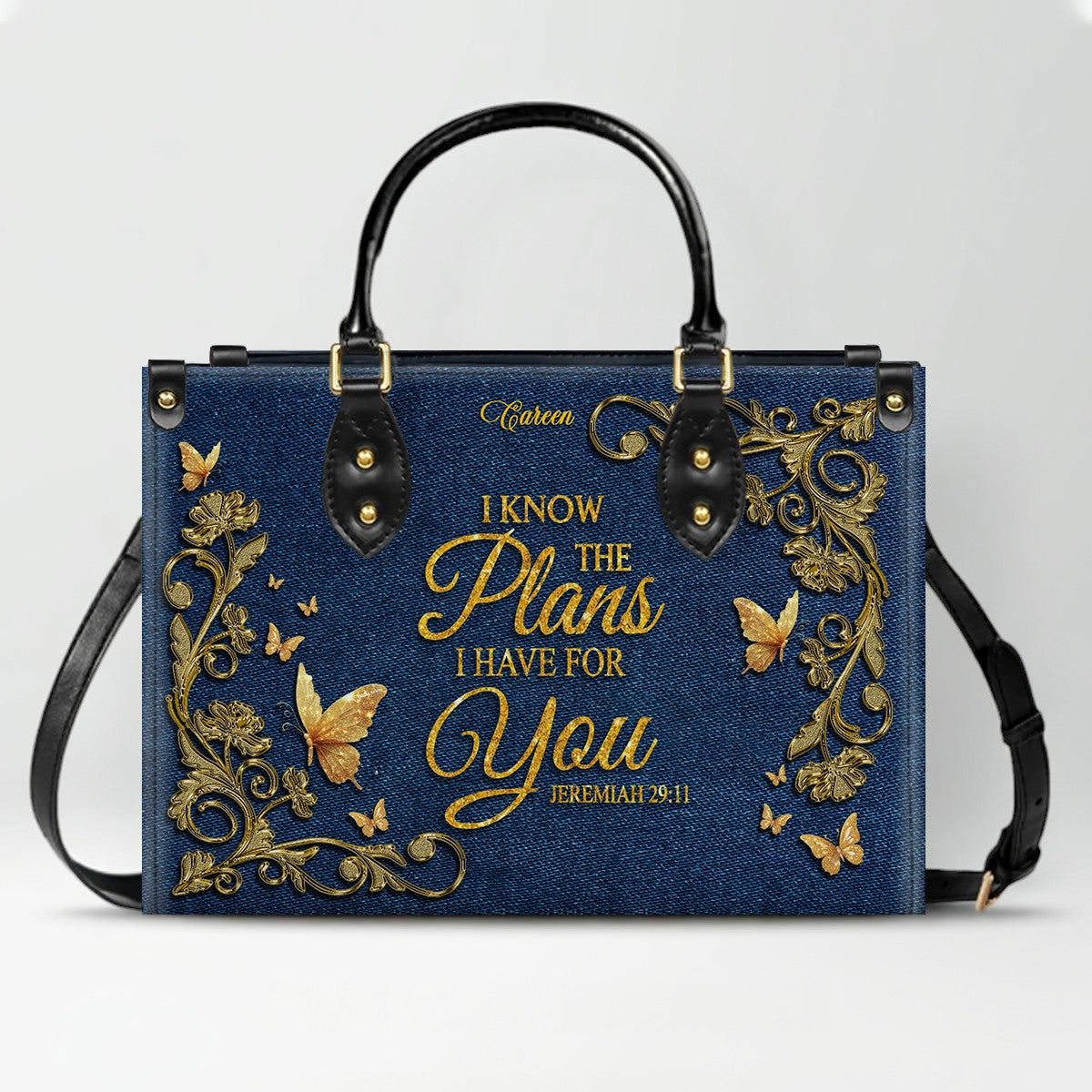 Personalized Bible Verse Leather Handbag