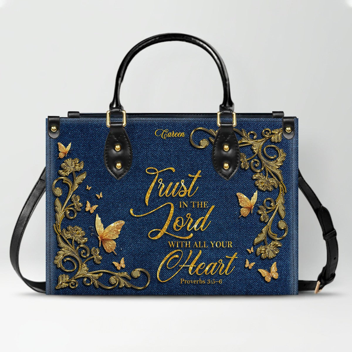 Personalized Bible Verse Leather Handbag