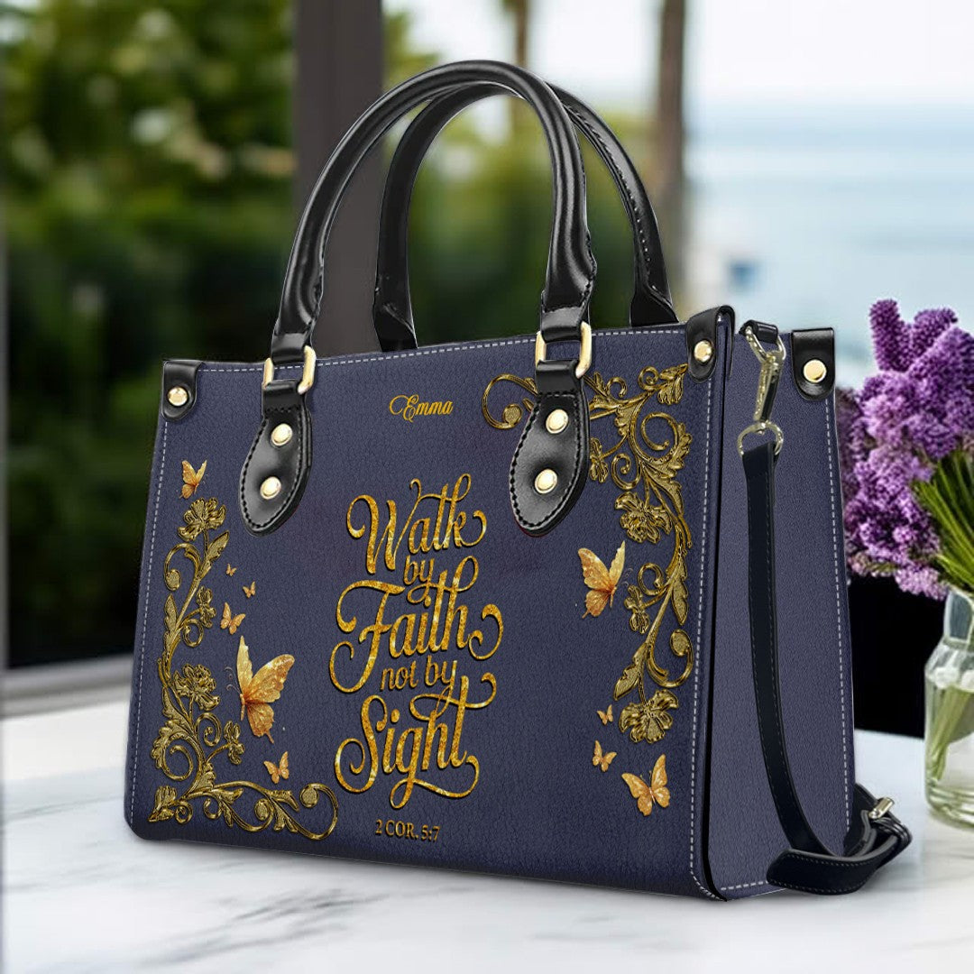 Personalized Lavender Christian Leather Tote Bag