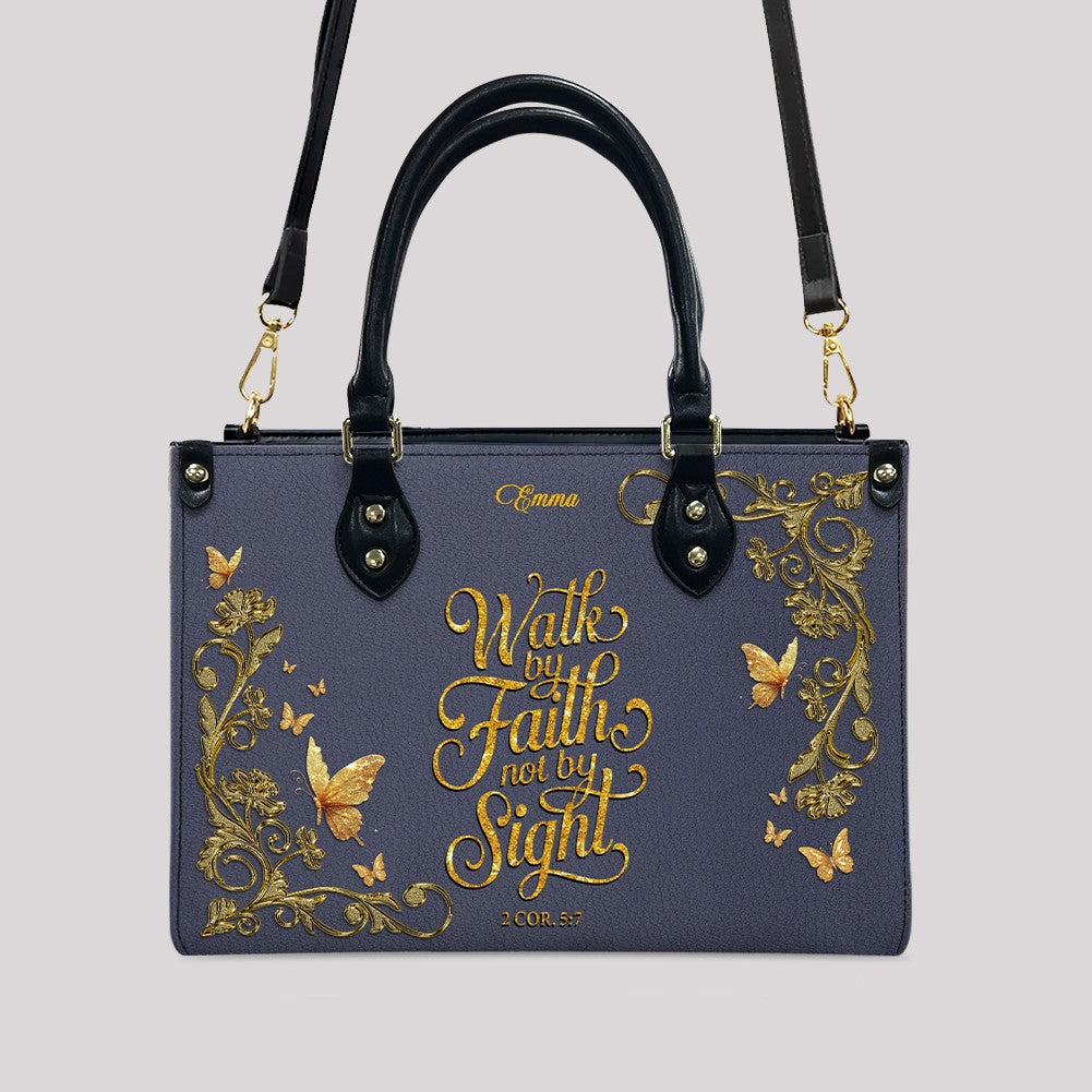 Personalized Lavender Christian Leather Tote Bag
