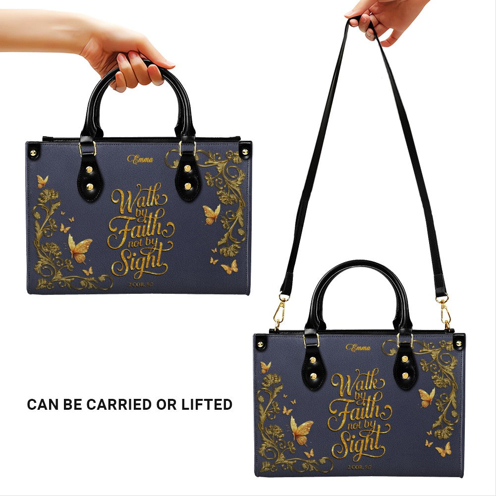 Personalized Lavender Christian Leather Tote Bag