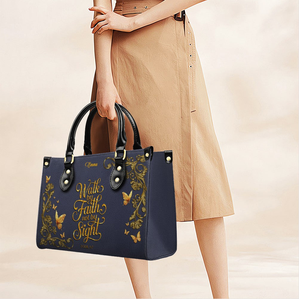 Personalized Lavender Christian Leather Tote Bag