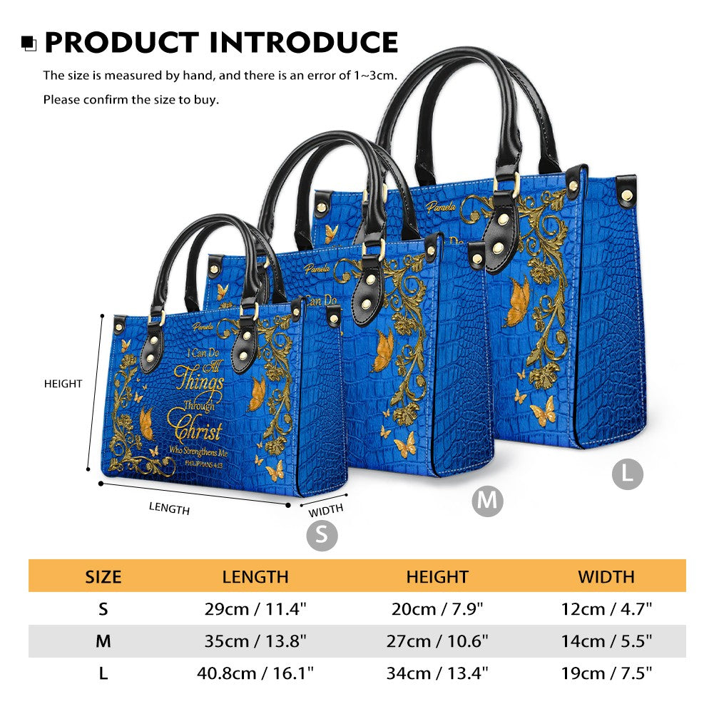 Personalized Bible Verse Leather Tote Bag