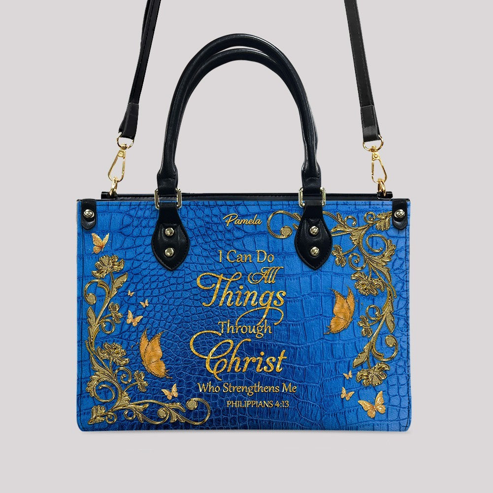 Personalized Bible Verse Leather Tote Bag