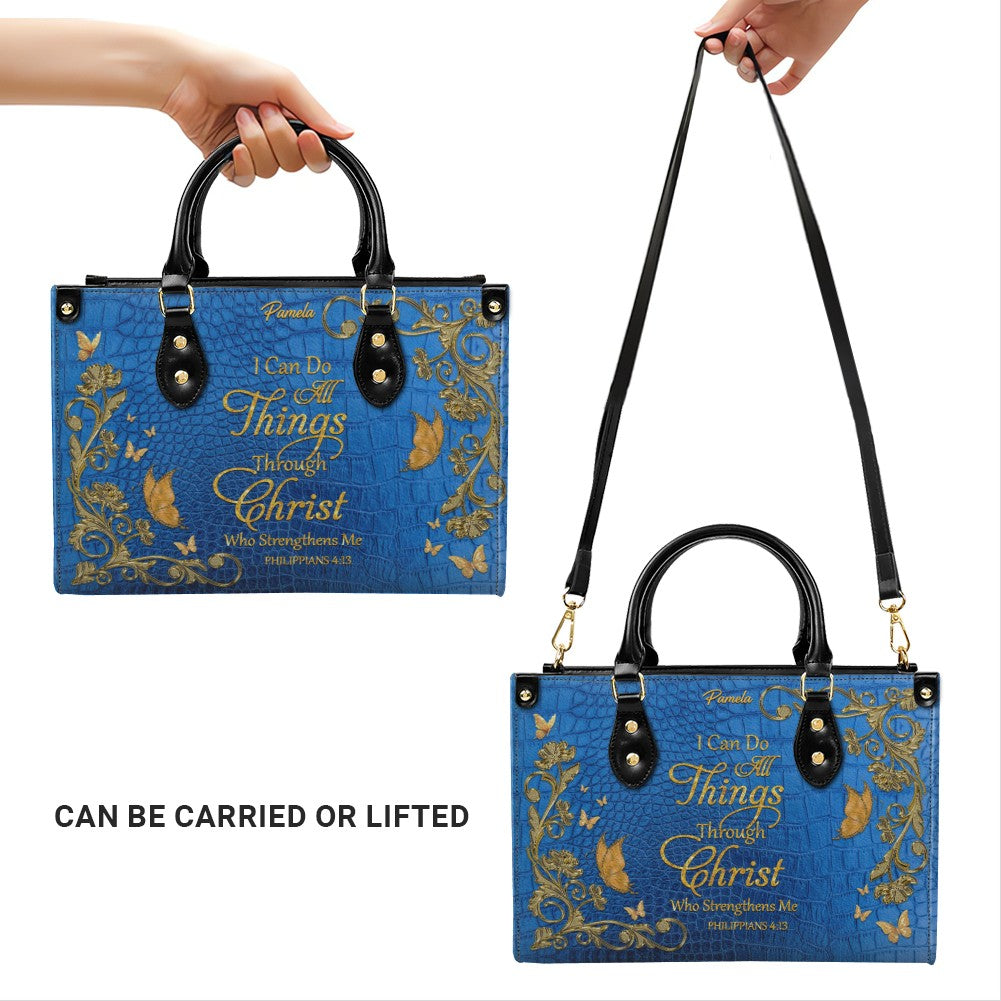 Personalized Bible Verse Leather Tote Bag