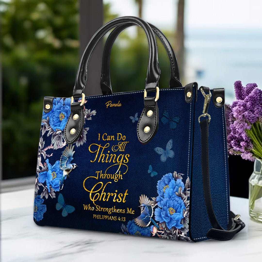 Personalized Christian Bible Verse Leather Handbag