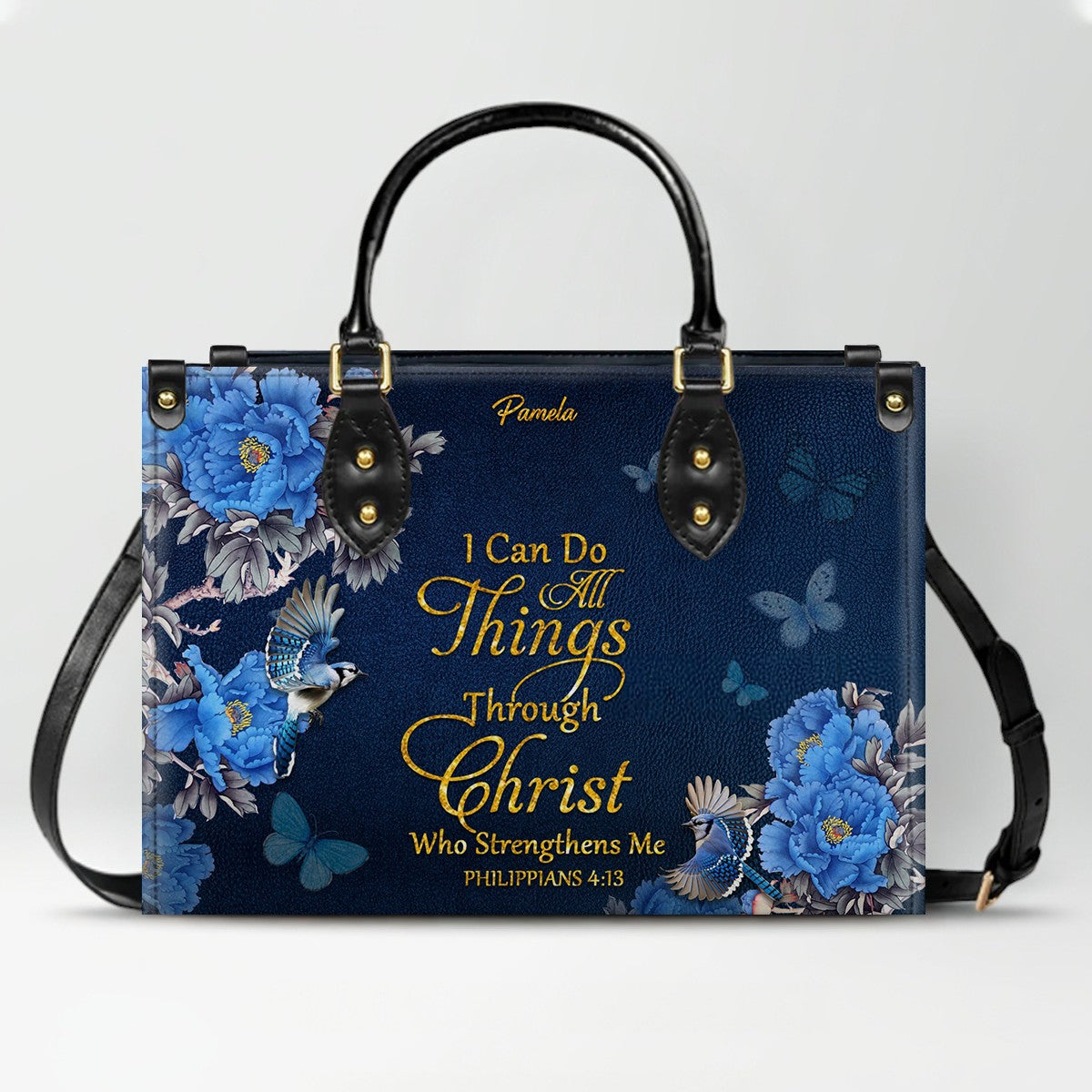 Personalized Christian Bible Verse Leather Handbag