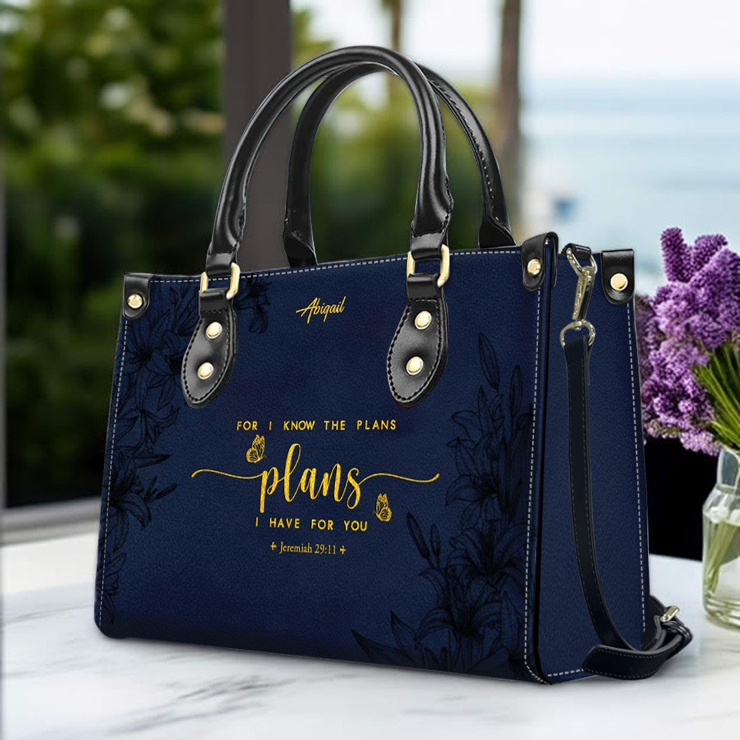 Personalized Bible Verse Leather Handbag