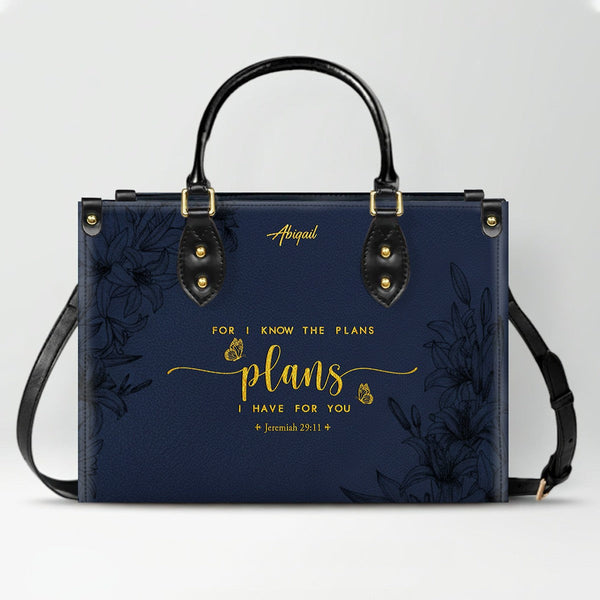 Personalized Bible Verse Leather Handbag