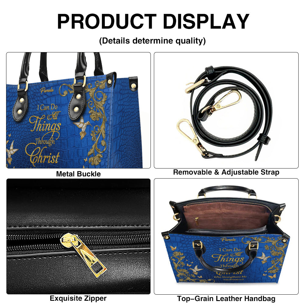 Personalized Philippians 4:13 Leather Tote Bag