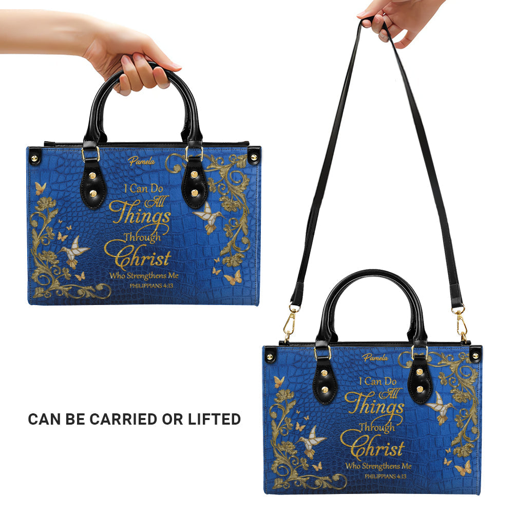 Personalized Philippians 4:13 Leather Tote Bag