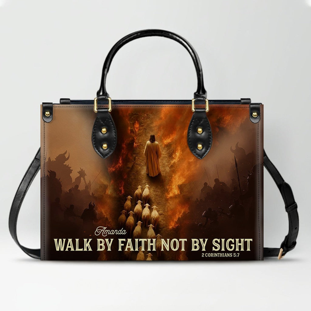 Personalized Walk by Faith Leather Handbag