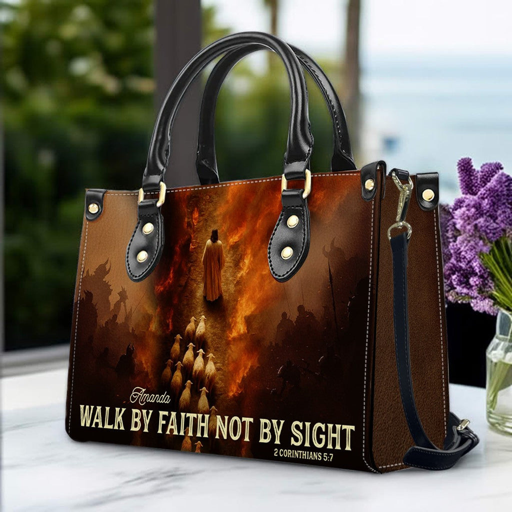 Personalized Walk by Faith Leather Handbag