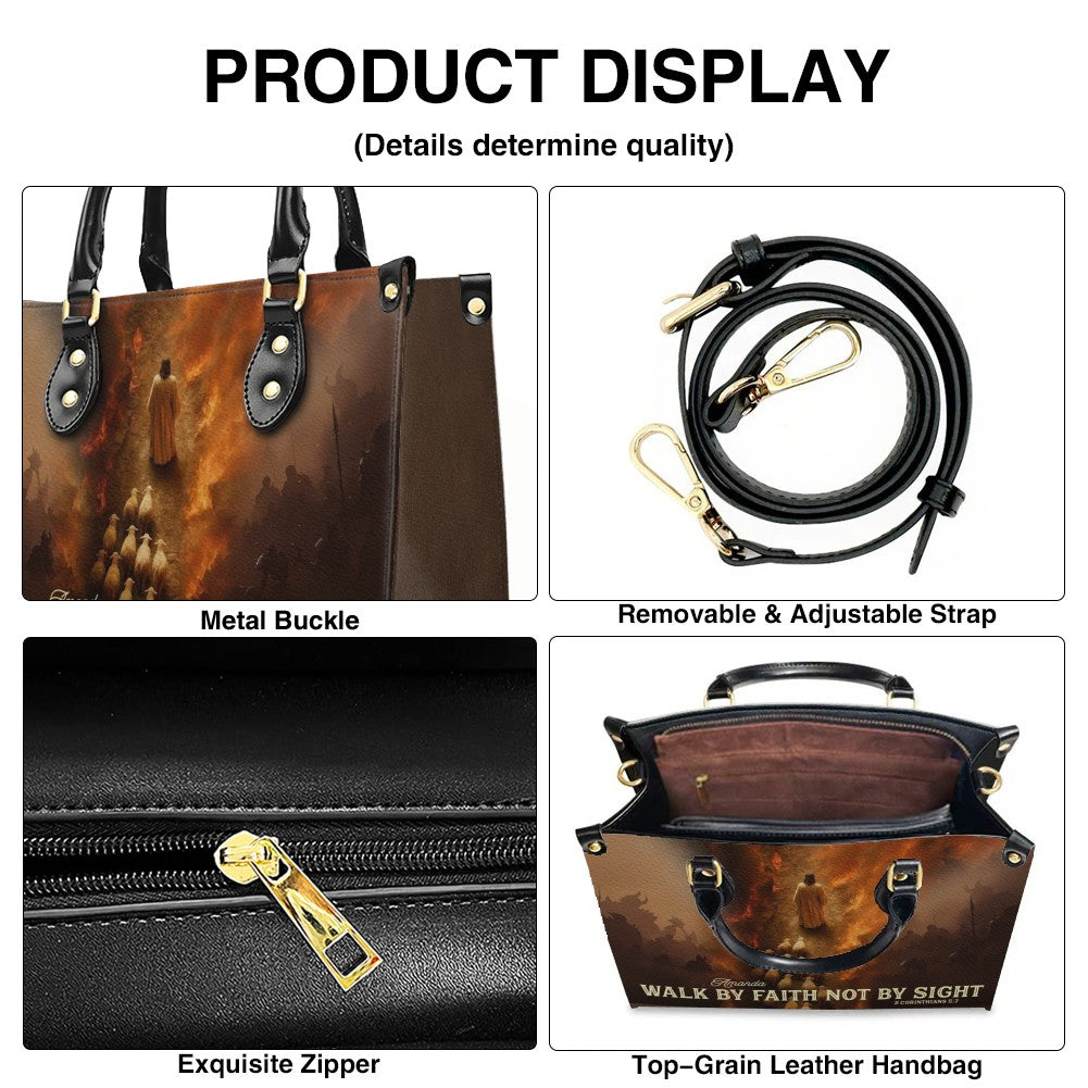 Personalized Walk by Faith Leather Handbag