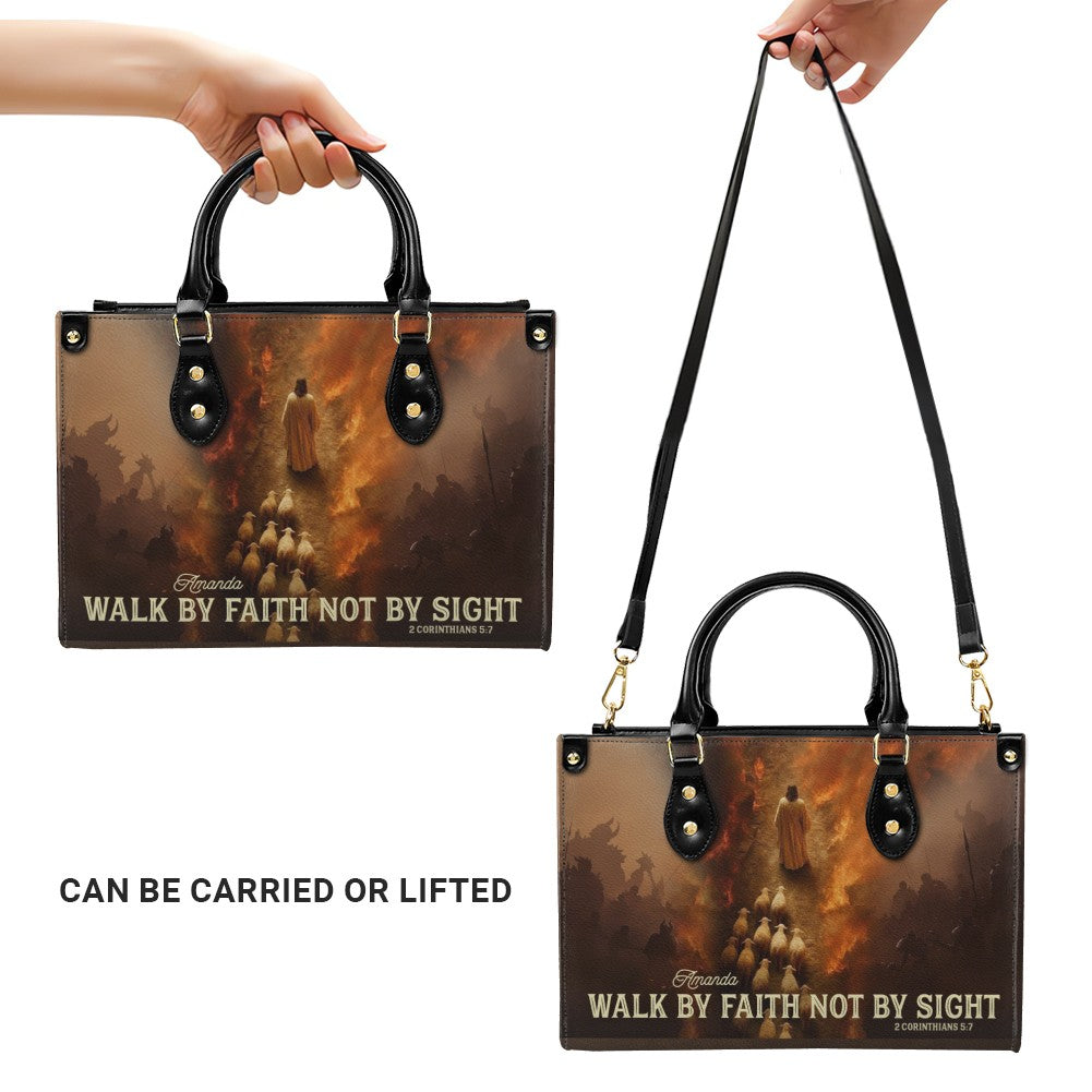 Personalized Walk by Faith Leather Handbag