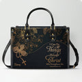 Personalized Cross Floral Leather Handbag