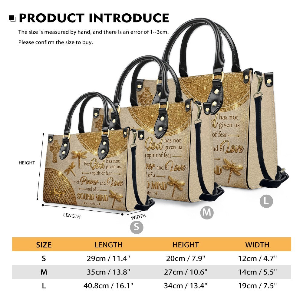 Personalized Cross & Dragonfly Leather Handbag